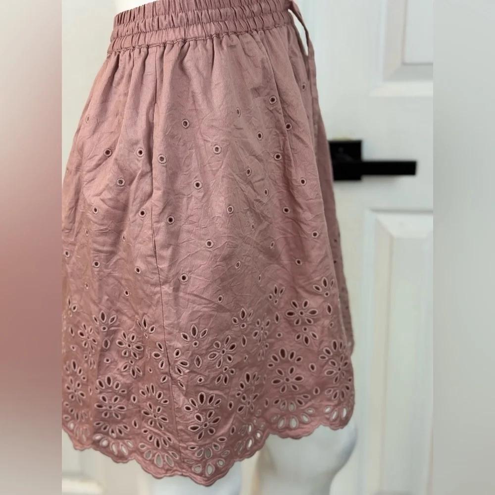 COACH Broderie Anglaise Mini Skirt In Organic Cotton Size 0